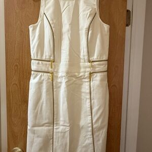 Michael Kors Cream Zip-Detail Mini Dress